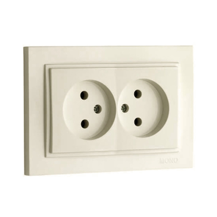 Розетка 2-я без заземления, Mono Electric, DESPINA, крем, 102-170005-121 - 1