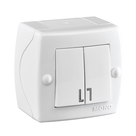 Вимикач 2кл накладний Mono Electric, OCTANS, IP 20, білий, 104-010101-102 - 1