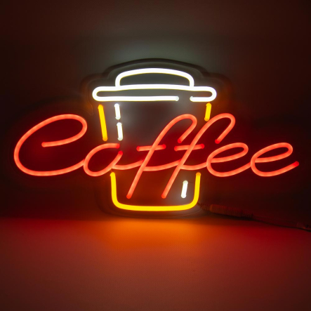 Неоновая вывеска Coffee с чашкой, 600х315 мм, 1021846 - 1
