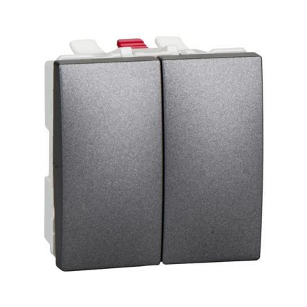 Выключатель двухклавишный, графит, Schneider Electric Uniсa, MGU3.211.12 - 1