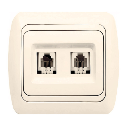 Розетка телефонна "євро" TUNA EL-BI подвійна, крем (без вставки), 502-000300-222 - 1