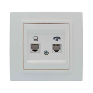 Розетка компьютерная + телефонная EL-BI Zena, белая, 500-010200-231