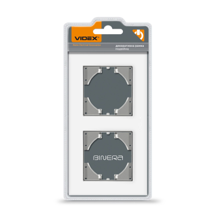 Рамка VIDEX BINERA, белое стекло, 2 поста, горизонтальная, VF-BNFRG2H-W - 1