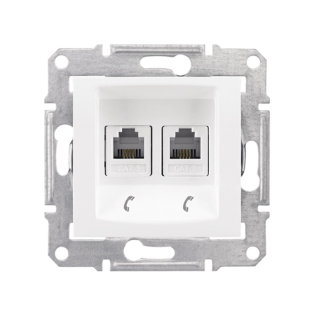 Розетка телефонна 2-я RJ11 Schneider Electric Sedna, біла, SDN4201121 - 1