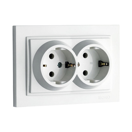 Розетка 2-я с заземлением, Mono Electric, DESPINA, белая, 102-190004-120 - 1