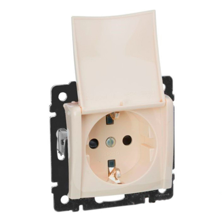 Розетка 2К+3аземление немецкой системы с крышкой LEGRAND Valena, 774322, слоновая кость - 1
