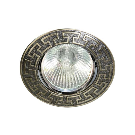 Светильник точечный Feron DL2008, MR16, GU5.3, круг, греческий орнамент, черный металл/золото - 1