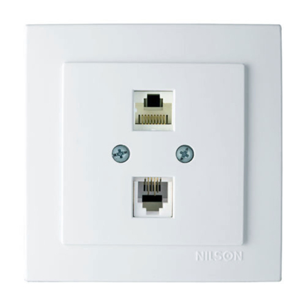 Розетка Nilson Touran телефонная компьютерная белая, 24111048 - 1