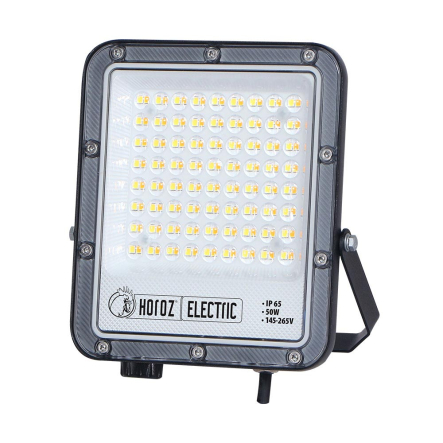 Прожектор LED Horoz Electric PALLAS-50 3CCT, 50W, 3000-4500-6400К, 6500Lm, 145-265V, IP65, чорний - 1