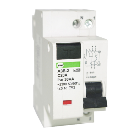 Автоматичний вимикач захисного виключення Промфактор АЗВ 1п+н С20 / 0,03 - 1