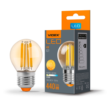 Лампа LED VIDEX Filament G45FA 4 Вт, E27, 2200K, 220 В, бронза - 1