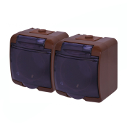 Розетка 2-я Schuko (коричнева/димчатая кришка) (IP44) RHE-2sd-KR, Hermetics, ETI