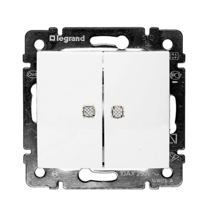 Выключатель двухклавишный с подсветкой LEGRAND Valena, 774428, белый - 1