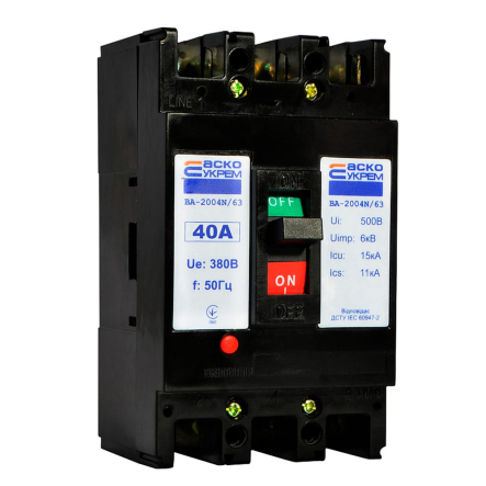 Автоматический выключатель АСКО-УКРЕМ ВА-2004N/63 3р, 40А, A0010040063