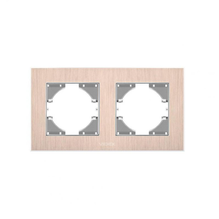 Рамка на 2 места горизонтальная VIDEX Binera Медный алюминий (VF-BNFRA2H-CP) - 1