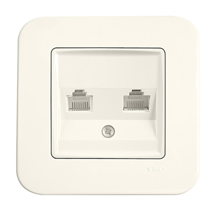 Розетка компьютер+ телефон VIKO Rollina, 90421035, крем - 1