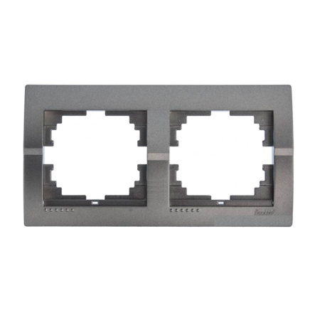 Рамка Lezard DERIY двухместная, горизонтальная, темно серый металлик,702-2900-147 - 1
