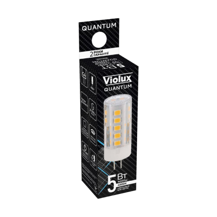 Лампа LED VIOLUX QUANTUM 5W, 4500K, G4, 220V, капсульная ceramic, 816450