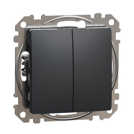 Выключатель двухклавишный Schneider Electric Sedna Design, черный, SDD114105 - 1