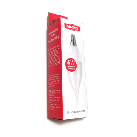 Лампа светодиодная MAXUS Tail C37 6W 4100K 220V E14, 1-LED-739