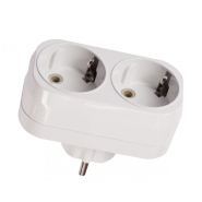 Двійник LUXEL вертикальний із заземленням, білий, 1016