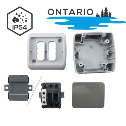 Выключатель 1кл. серый 10А IP54 ONTARIO LEDium NV01