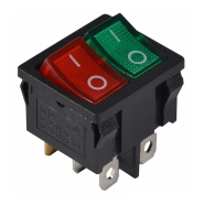 Переключатель 2 клав. зеленый+красный с подсветкой KCD1-6-2101N GR+R/B 220V, АСКО-УКРЕМ, A0140040085