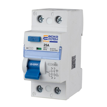 Устройство защитного отключения АСКО-УКРЕМ UTrust 1P+N 25А, 30mА АС, A0010210131
