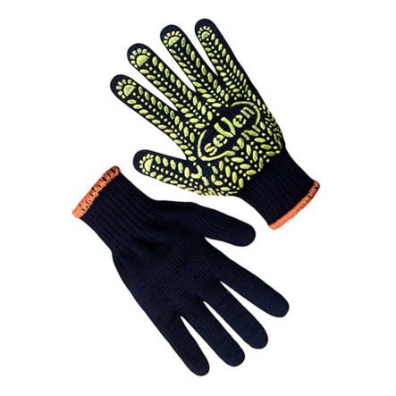 Рукавички трикотажні чорні з ПВХ крапкою, 75611 б - 1