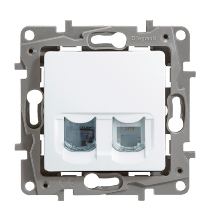 Розетка Legrand Etika, 672252, телефон + комп'ютер RJ11/RJ45 UTP кат.5UTP, біла - 1