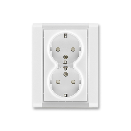 Розетка двойная с заземлением білий/білий лед Time - 1