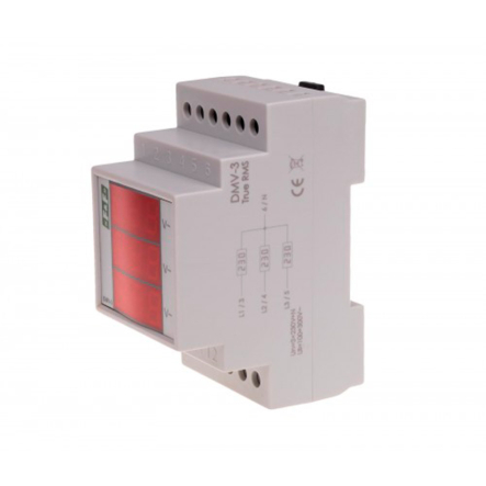 Вольтметр F&F DMV-3 True RMS, цифровой индикатор напряжения для монтажа на DIN-рейке, 35 мм