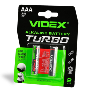 Батарейка щелочная VIDEX LR03T/AAA Turbo 2pcs blister, 24239