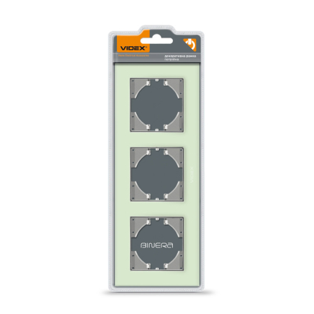 Рамка VIDEX BINERA, зеленое стекло, 3 поста, горизонтальная, VF-BNFRG3H-GR - 1