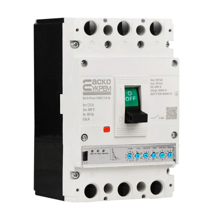 Силовой автоматический выключатель АСКО-УКРЕМ UTrust 125M/125А, AC 400 В, 125 А, 3P, с электронным расцепителем, A0010260003
