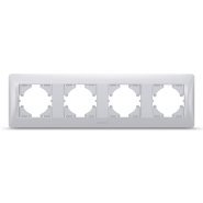 Рамка VIDEX BINERA, серебряный шелк, 4 поста, горизонтальная, VF-BNFR3H-SS