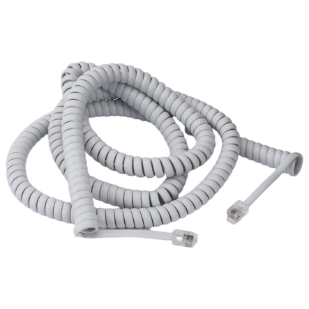 Шнур телефонний кручений, RJ11, 4P-4C, 15м, білий - 1