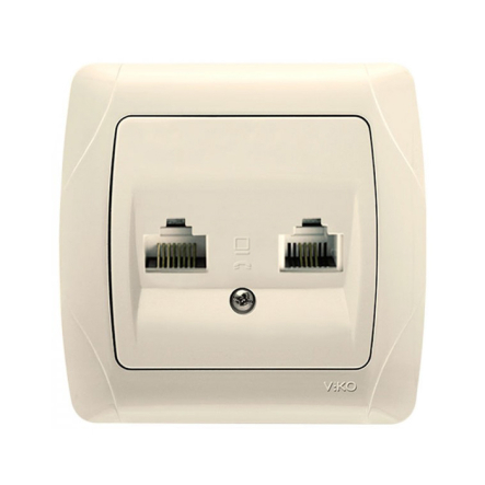 Розетка компьютерная двойная VIKO CARMEN, 90562034, крем - 1