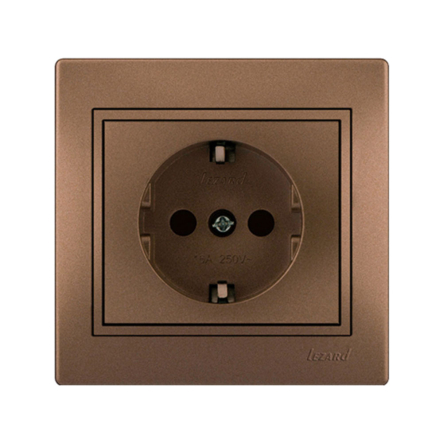 Розетка Lezard MIRA одинарная с заземлением, светло-коричневый перламутр, 701-3131-122В - 1