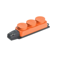 Розетка (колодка) 3-місна РБ33-1-0м з захисними кришками IP44 ОМЕГА помаранчева IEK