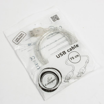 Удлинитель Cablexpert CCF-USB2-AMAF-TR-0.75M USB2.0, A-папа/А-мама, 0.75 м, феррит