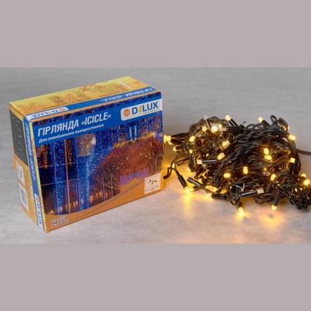 Гирлянда внешняя DELUX, ICICLE, 75LED, 2x0,7м, желтая/черная, IP44