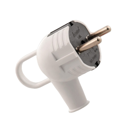 Вилка с ручкой, LEZARD 715-0203-602, с заземлением, белая с черным - 1