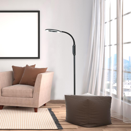 Торшер LAGUNA Lighting 91965-16 2-в-1 черный, регулятор, таймер, 3000К-6000К, LED 16W