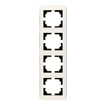 Рамка Lezard RAIN чотиримісна, вертикальна жемчужно-білий перламутр, 703-3030-154 - 1