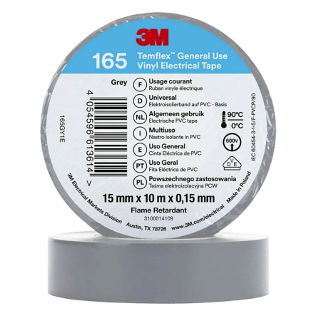 Ізоляційна стрічка 3M Temflex 165 15mm x 10m, сіра - 1