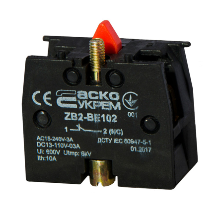 Блок-контакт ZВ2-ВЕ102 N/C для кнопок ХB2, АСКО-УКРЕМ A0140010026 - 1