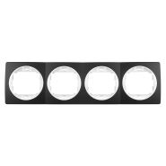 Рамка чотиримісна горизонтальна Aling-Conel EON, E6704.E0, чорний глянець-білий