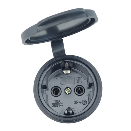 Розетка переносная с защитной крышкой з/к TechnoSystems RUBBER R/B, TNSy5000074