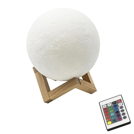 Ночник LED настольный Berger Moon 12см 3D RGB с пультом д/у и аккумулятором